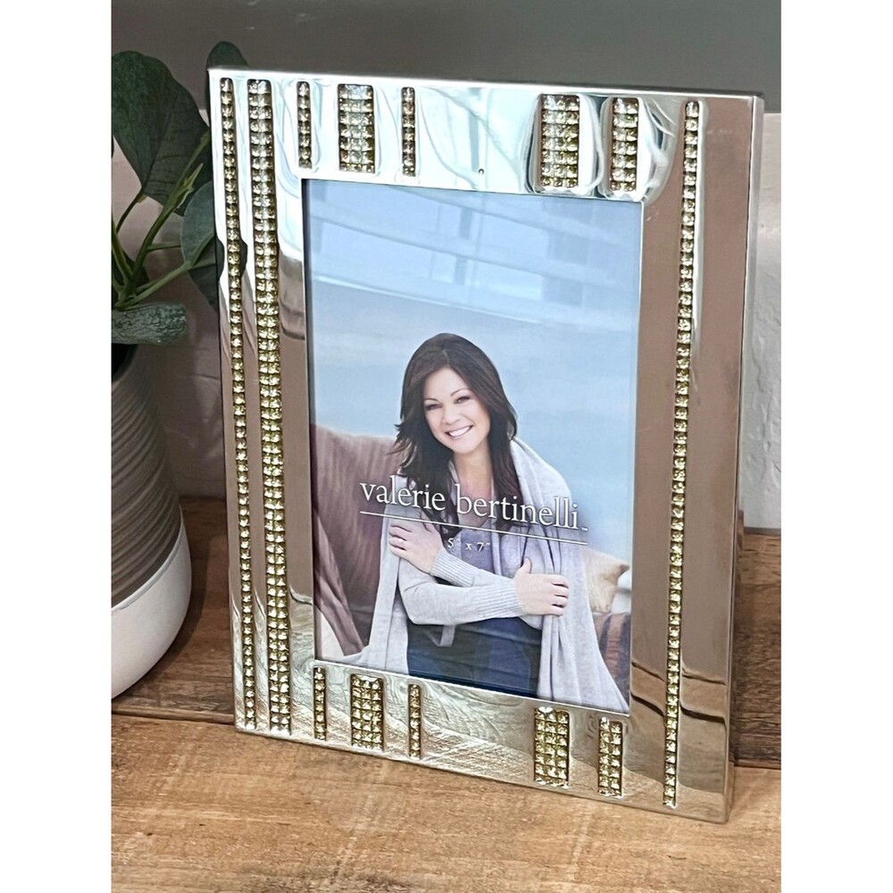 Silver Valerie Bertinelli Crystal Rhinestone Embellished Picture Frame 5x7